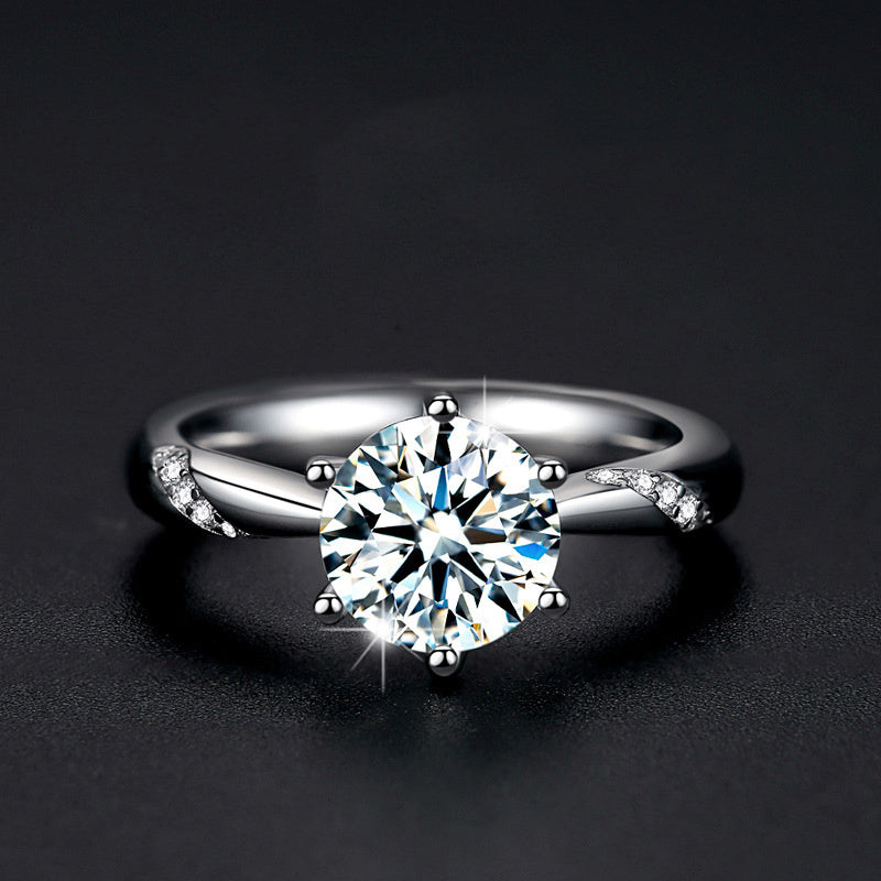 Sterling silver gold-plated moissanite ring Aura Rene