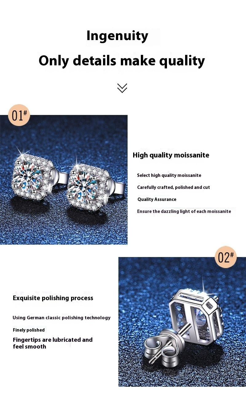 Women's Moissanite Sterling Silver Earrings Aura Rene