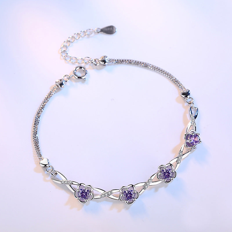 Peach flower silver bracelet Aura Rene