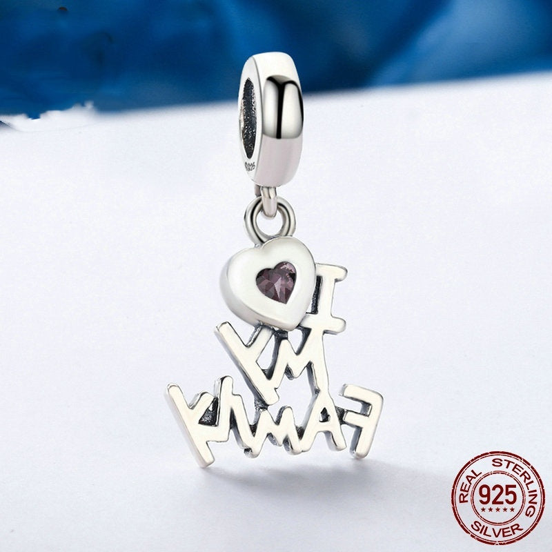 S925 I Love My Family Charm