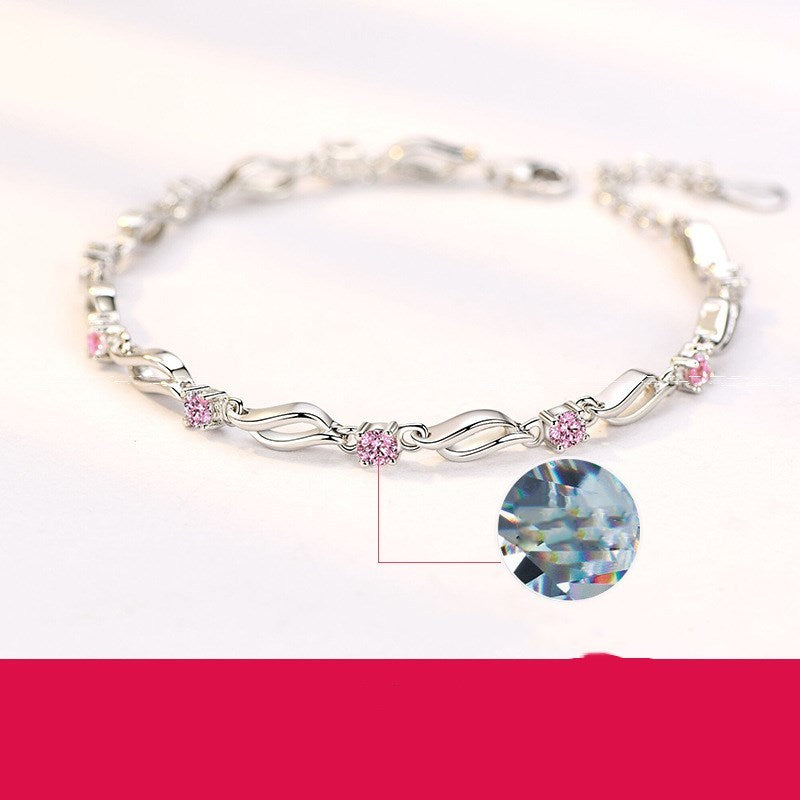 S925 Silver Twisted Crystal Bracelet Aura Rene