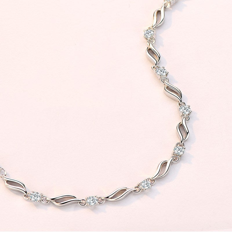 S925 Silver Twisted Crystal Bracelet Aura Rene