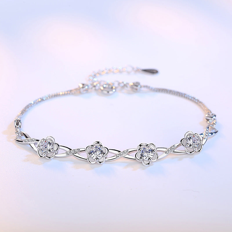 Peach flower silver bracelet Aura Rene