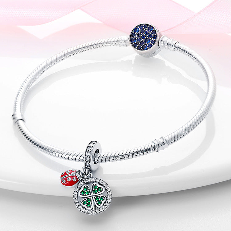 S925 Ladybug and Clover Drop Charm