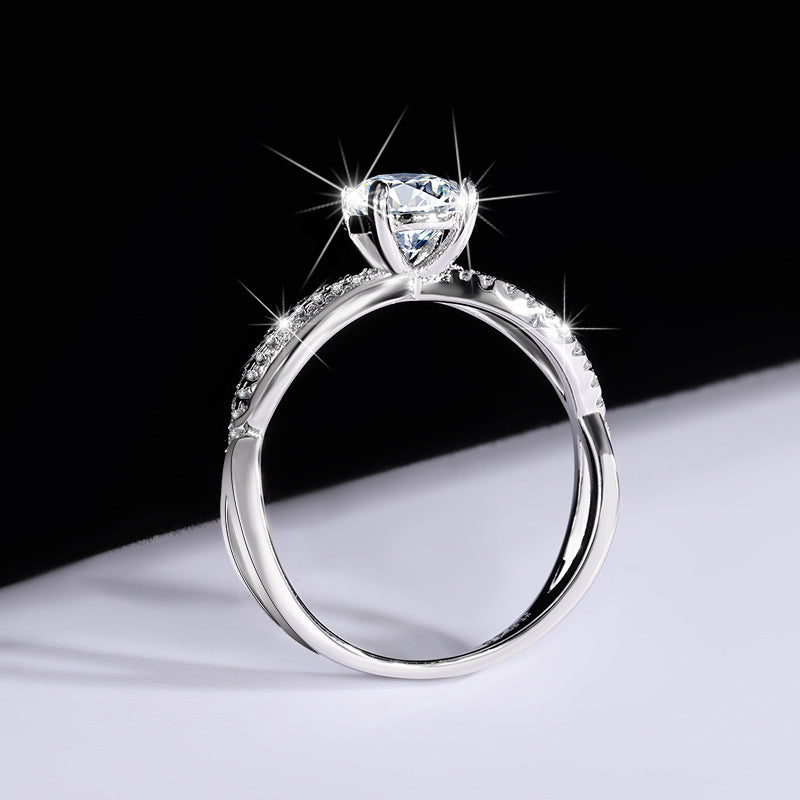 S925 Sterling Silver Moissanite Bow Ring Aura Rene