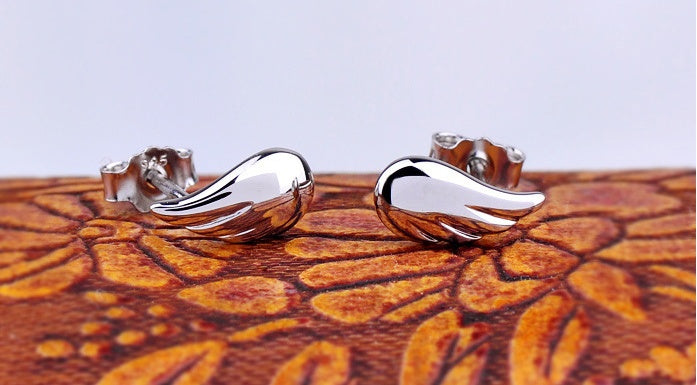 S925 Sterling Silver Stud Earrings Angel Wings Silver Stud Earrings Aura Rene