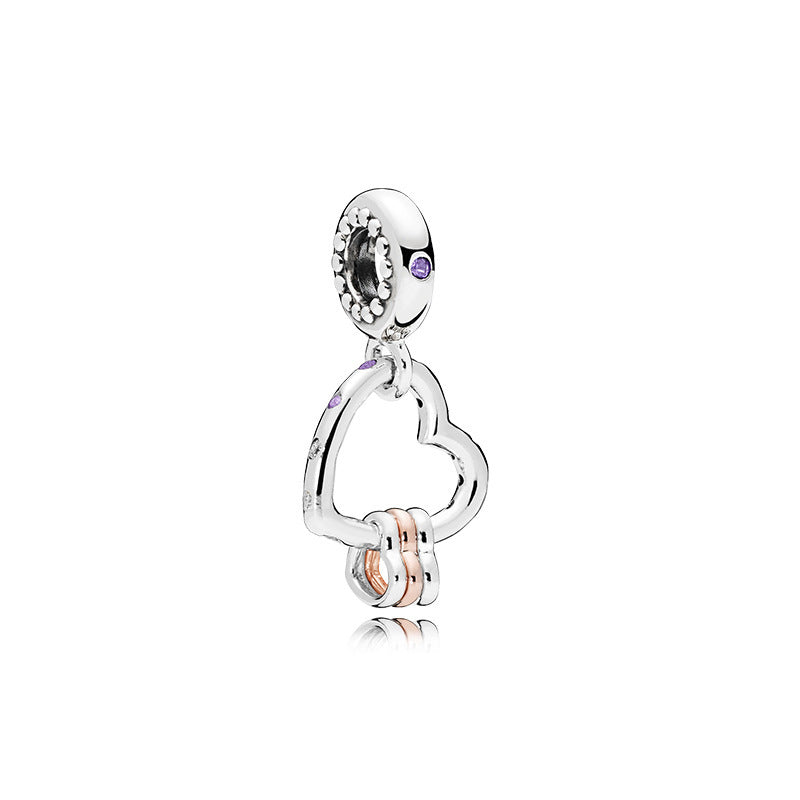 S925 Interlocking Hearts Drop Charm