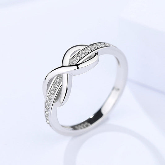 S925 Infinity Knot Ring with Crystal Accents Aura Rene