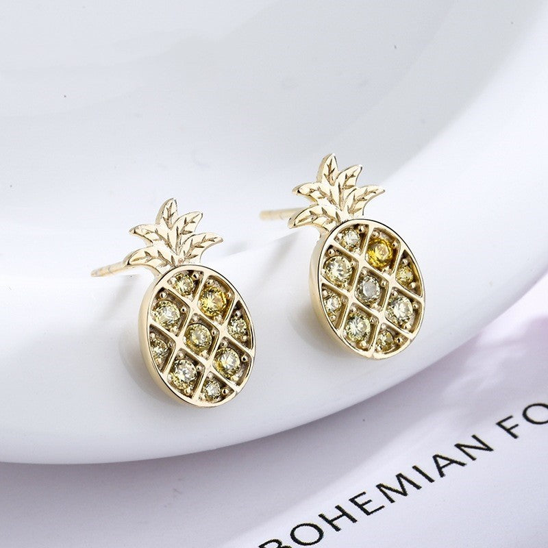 S925 Crystal Pineapple Earrings Aura Rene