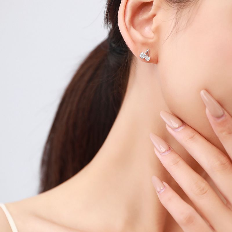 S925 Cherry Crystal Stud Earrings Aura Rene