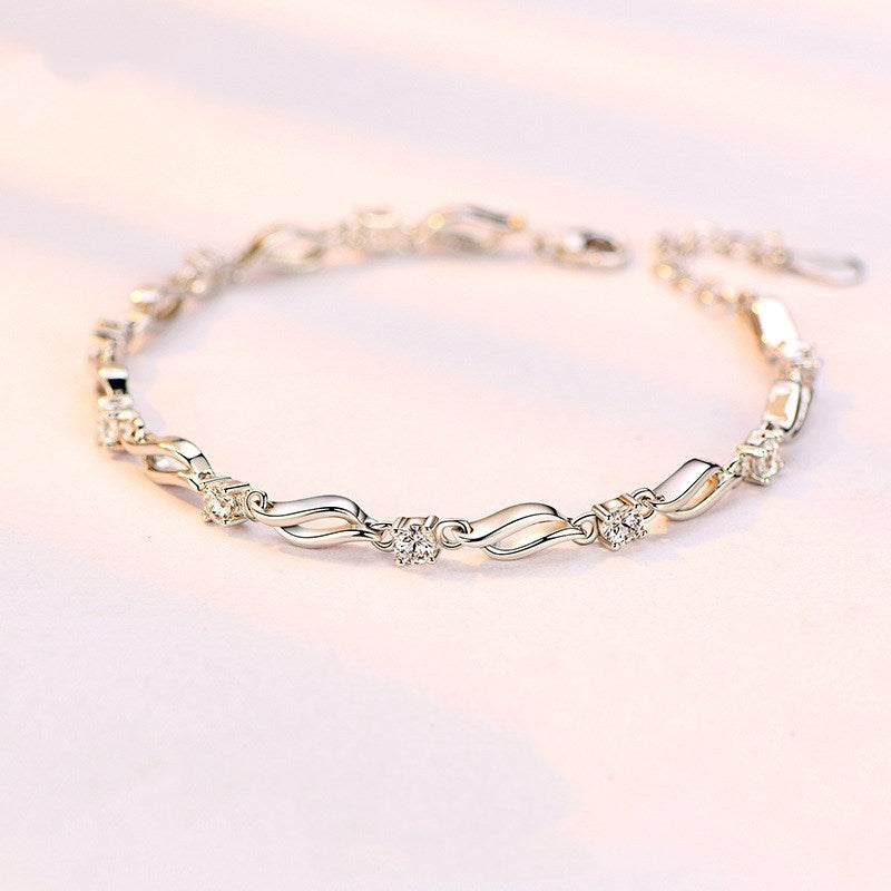S925 Silver Twisted Crystal Bracelet Aura Rene