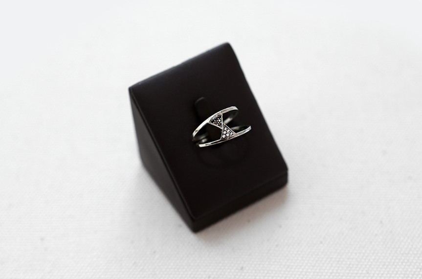 S925 Sterling Silver Triangle Open Ring Aura Rene