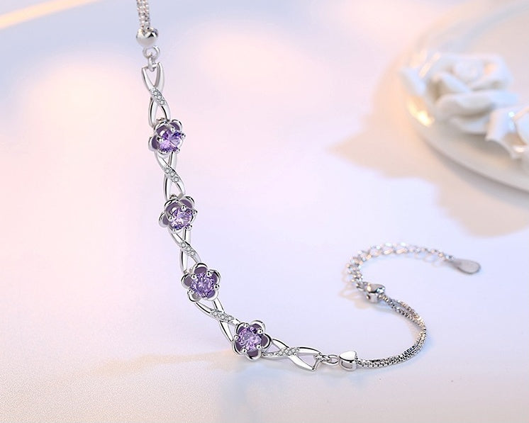 Peach flower silver bracelet Aura Rene