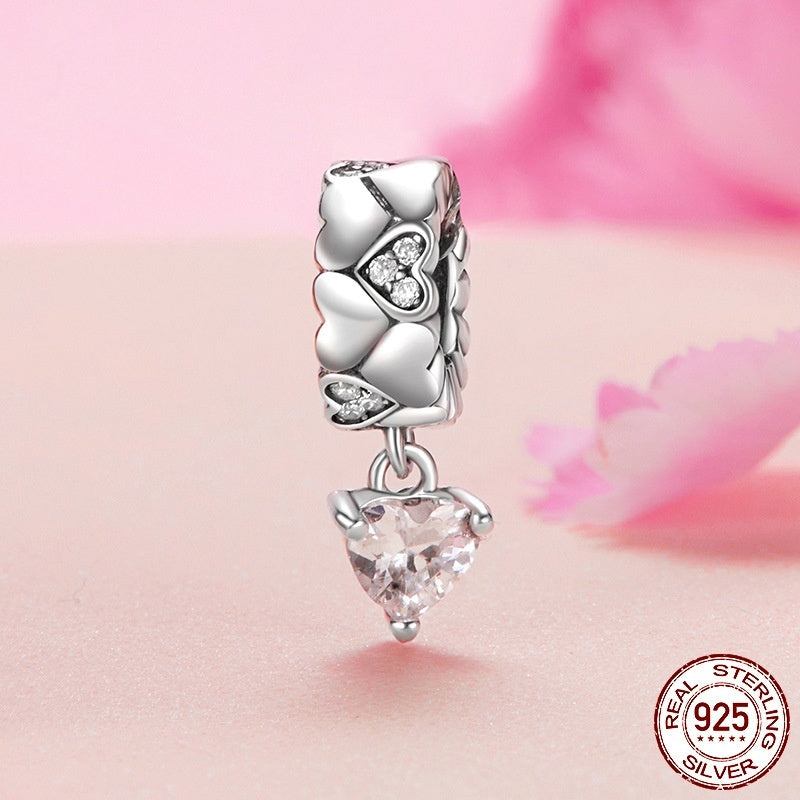 S925 Heart Cluster Spacer Charm