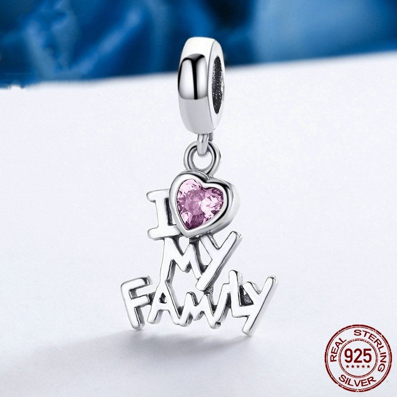 S925 I Love My Family Charm