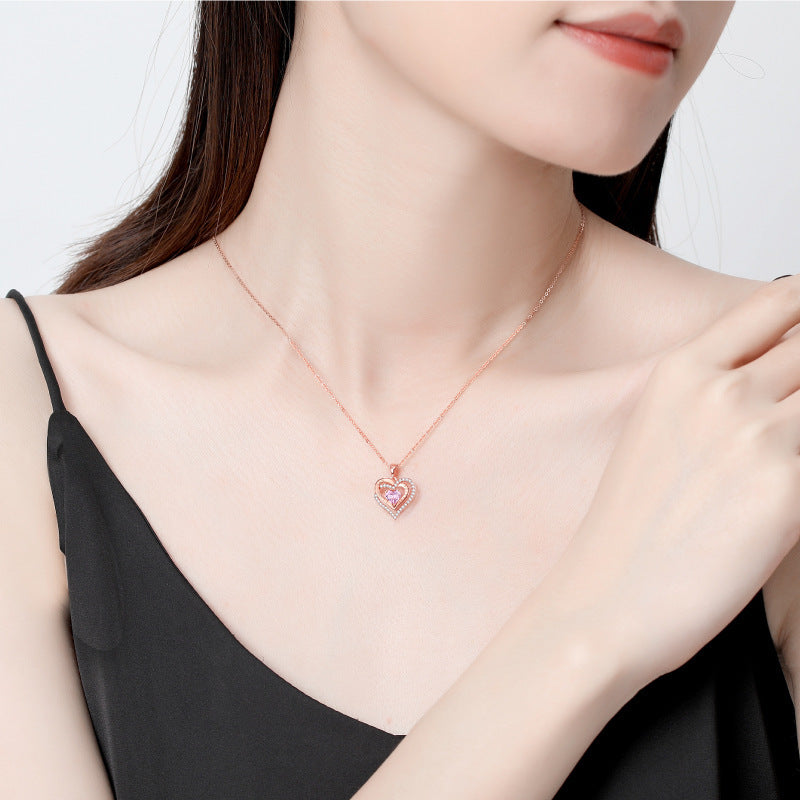 Eternal Spark Crystal Heart Pendant — Sterling Silver Elegance