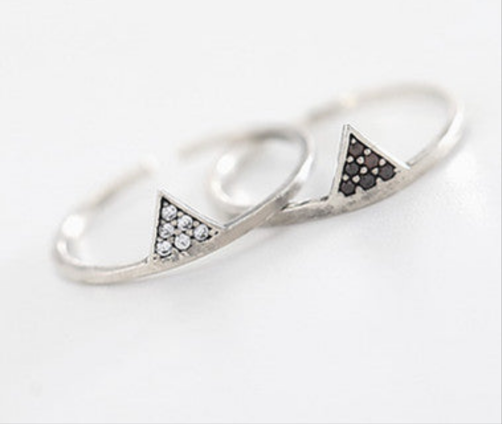 S925 Sterling Silver Triangle Open Ring Aura Rene