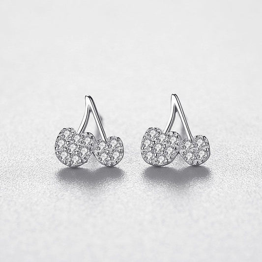 Sterling Silver Cherry Zircon Stud Earrings