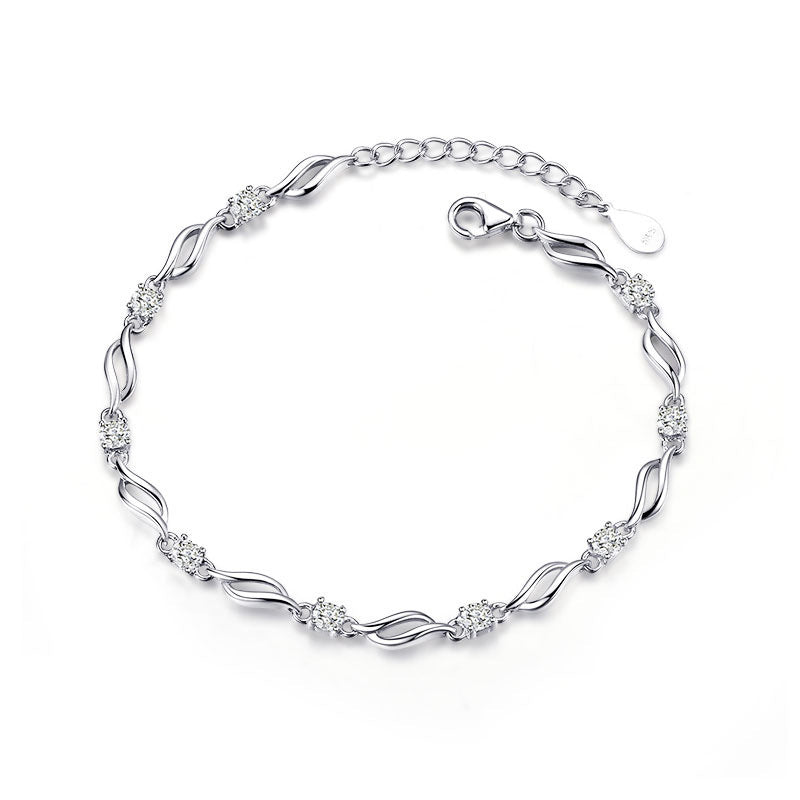 S925 Silver Twisted Crystal Bracelet Aura Rene