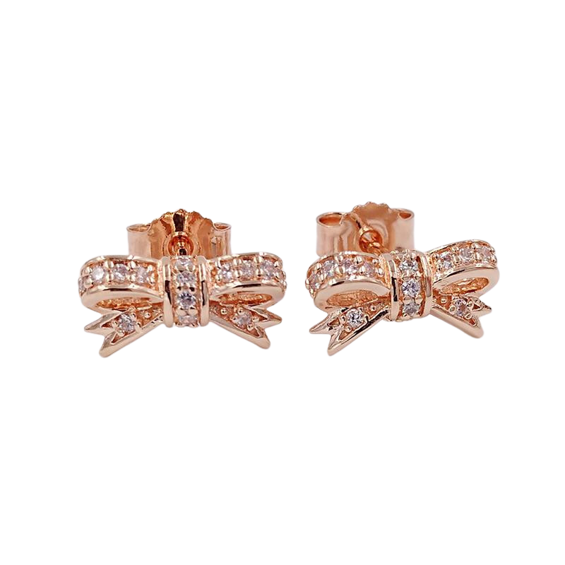 S925 Rose Gold Bow Stud Earrings Aura Rene