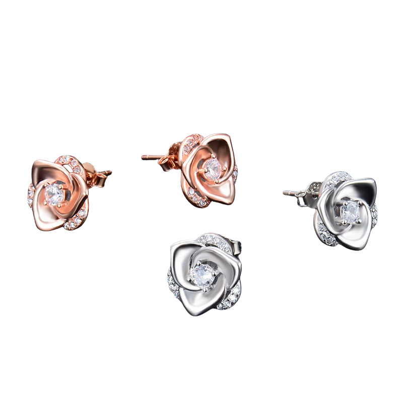S925 Silver Rose-Shaped Stud Earrings Aura Rene
