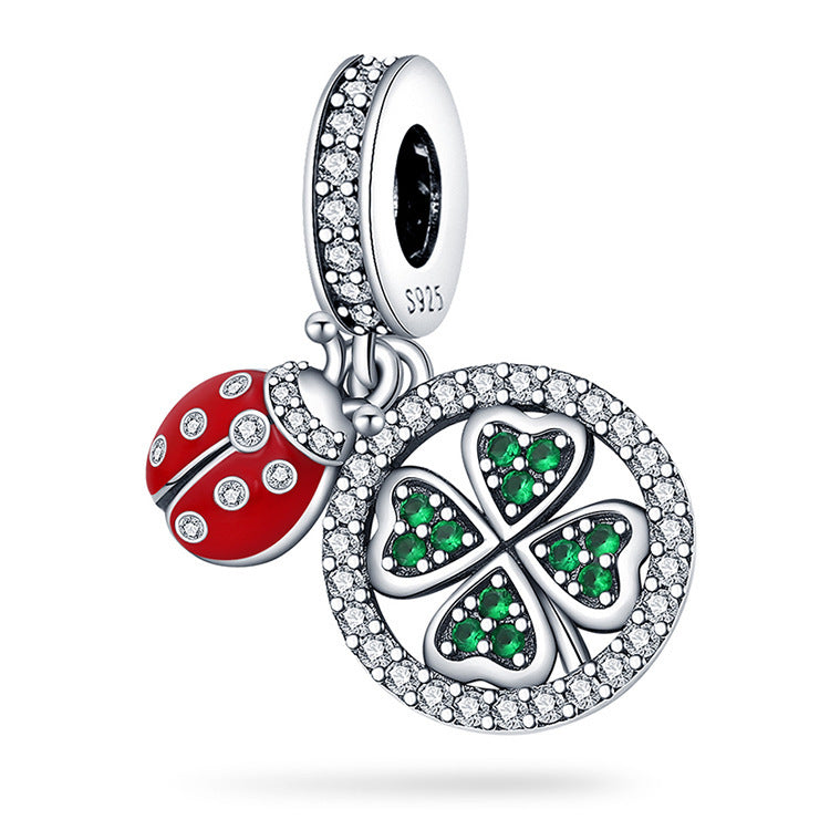S925 Ladybug and Clover Drop Charm