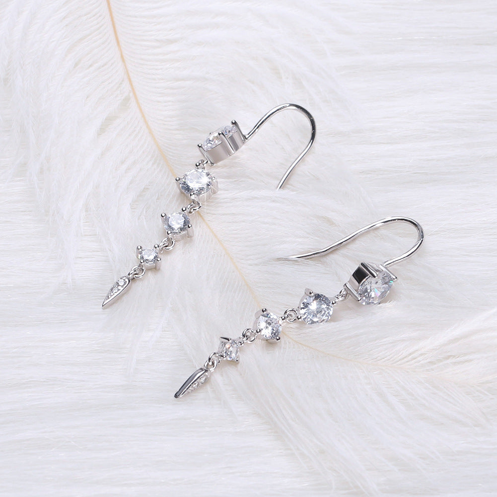 S925 Leaf Drop Earrings with Zircon Accents Aura Rene