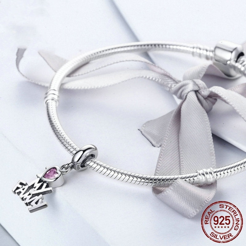 S925 I Love My Family Charm