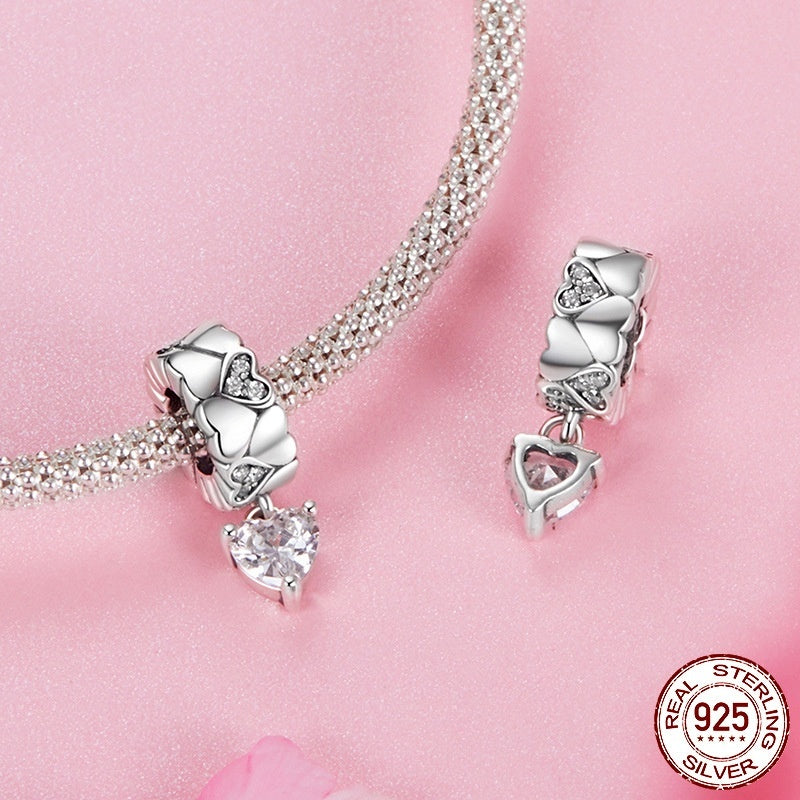 S925 Heart Cluster Spacer Charm