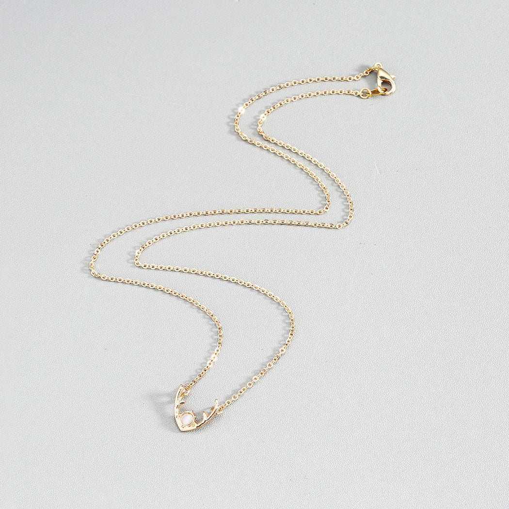 Minimalist Elk Antler Necklace in Gold or Silver Aura Rene