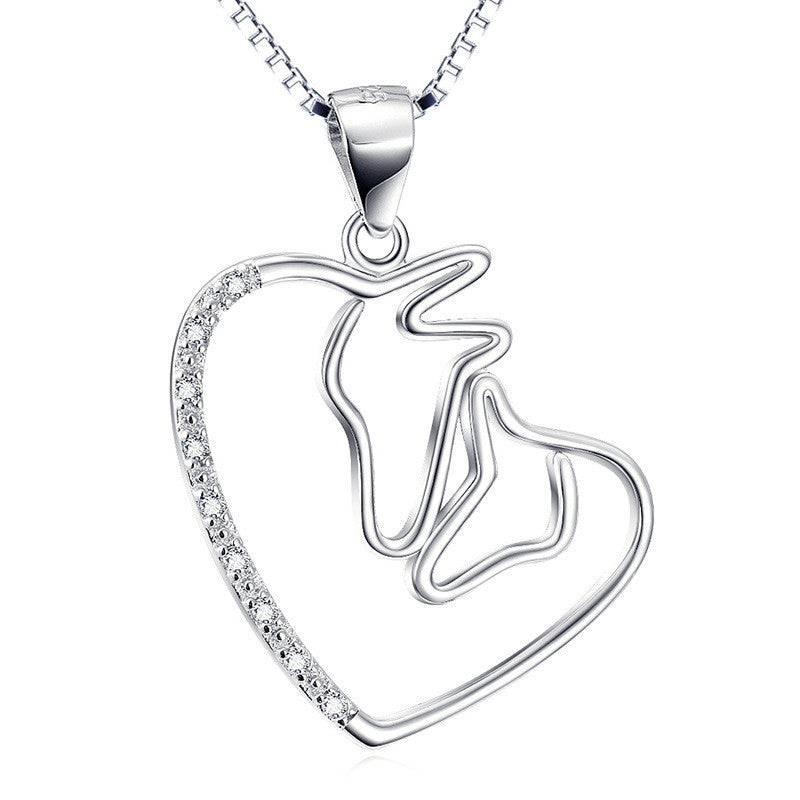 Twin horse sterling silver necklace with sculpted equestrian pendant