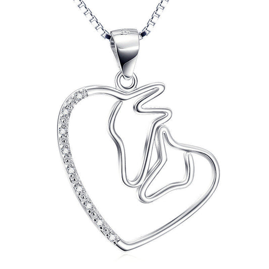 Twin horse sterling silver necklace with sculpted equestrian pendant
