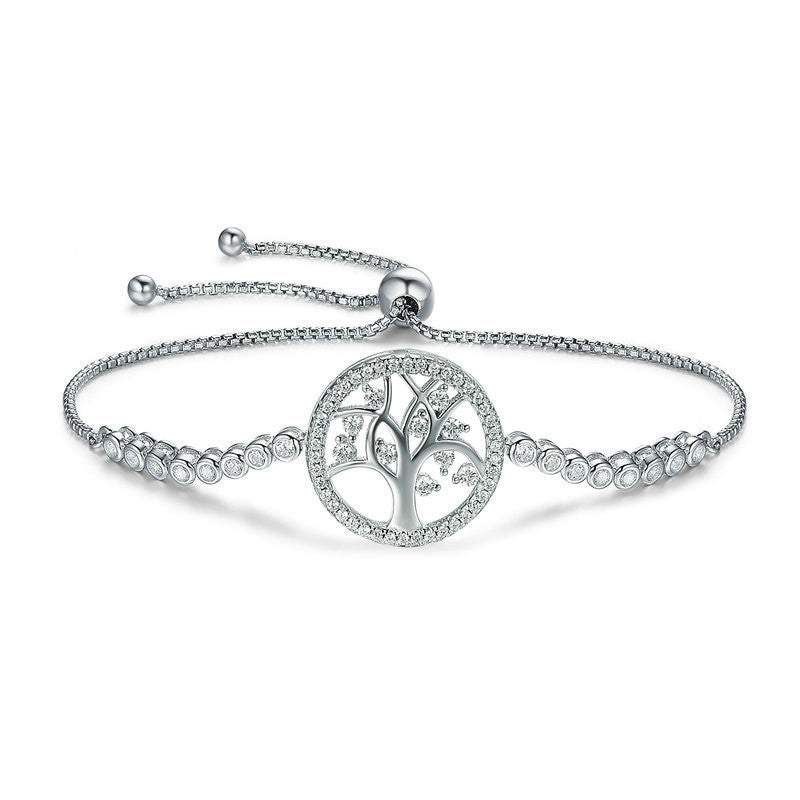 Sterling silver Tree of Life bracelet with crystal accents from Aura Rene