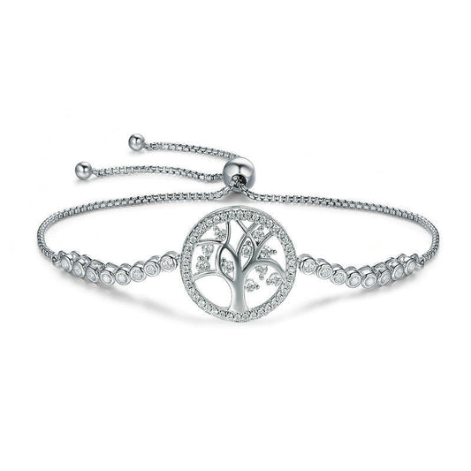 Sterling silver Tree of Life bracelet with crystal accents from Aura Rene