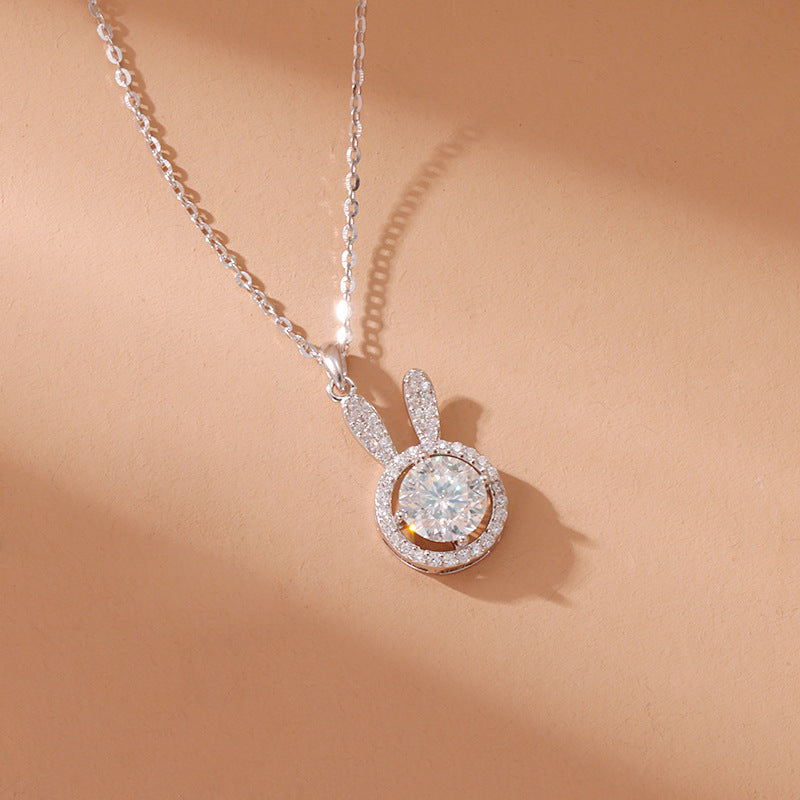 S925 Crystal Pave Rabbit Necklace