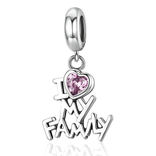 S925 I Love My Family Charm