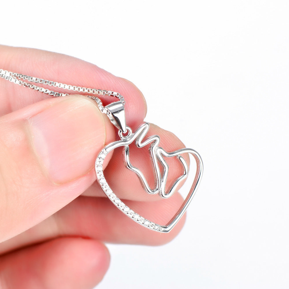 S925 Double Horse Head Necklace