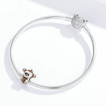 S925 Cute Monkey Bead