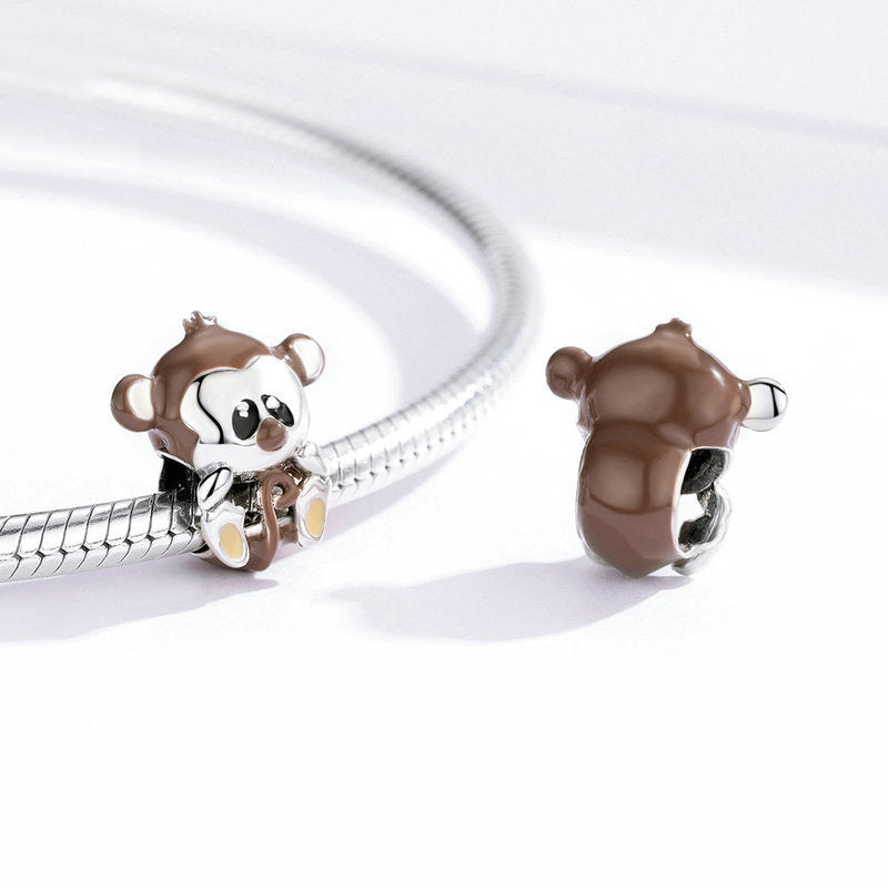 S925 Cute Monkey Bead