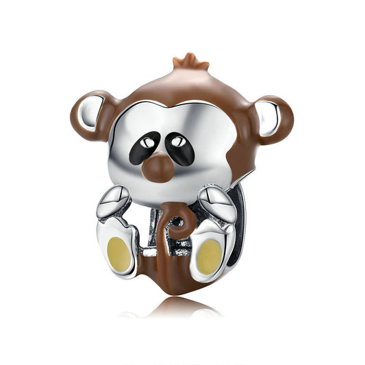 S925 Cute Monkey Bead