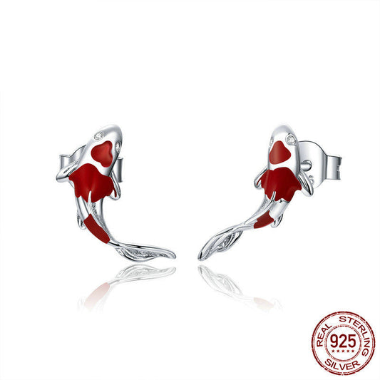 Red Koi S925 Sterling Silver Earrings Aura Rene