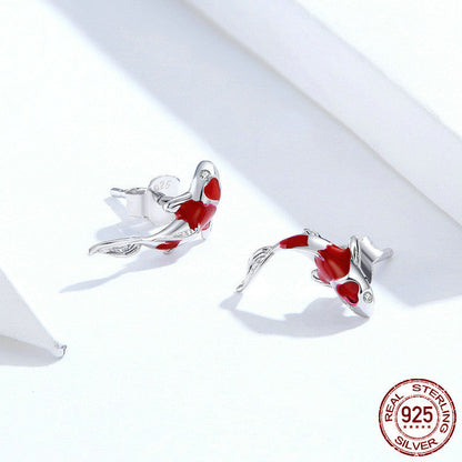 Red Koi S925 Sterling Silver Earrings Aura Rene