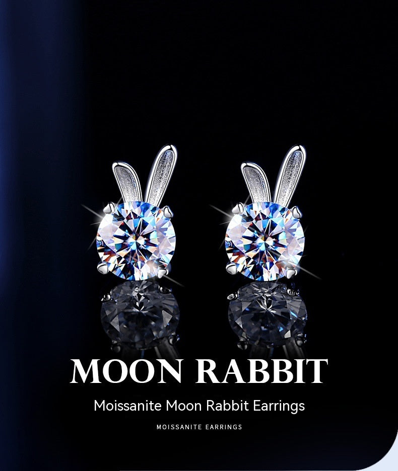 Women's Rabbit Moissanite Sterling Silver Earrings Aura Rene