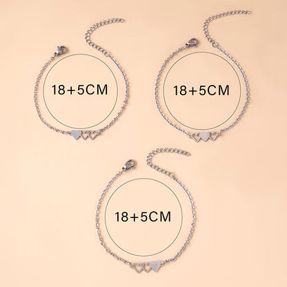 Silver-Tone Linked Heart Bracelet Set
