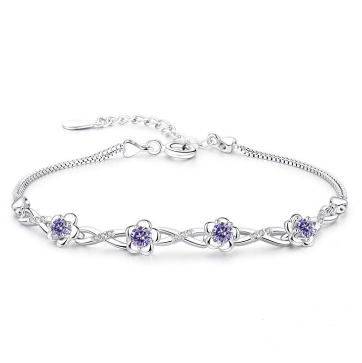 S925 Lavender Blossom Crystal Bracelet