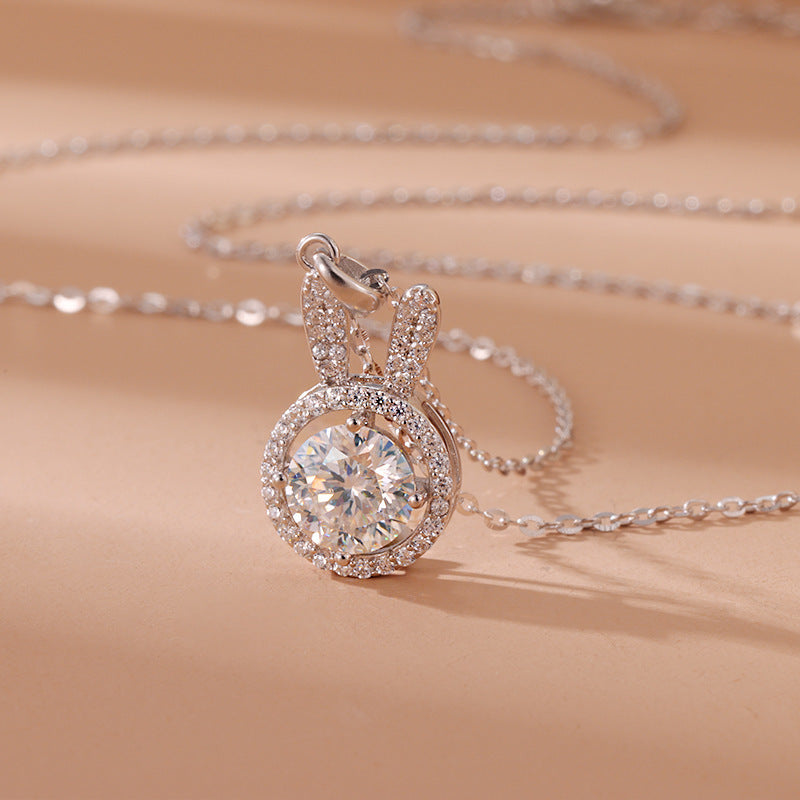 S925 Crystal Pave Rabbit Necklace