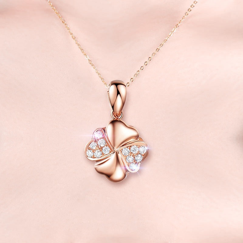 S925 Rose Gold Clover Petal Necklace