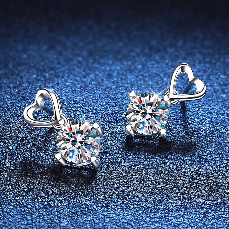 S925 Heart & Moissanite Drop Earrings Aura Rene