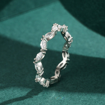 S925 Sterling Silver Marquise Pavé Band Aura Rene