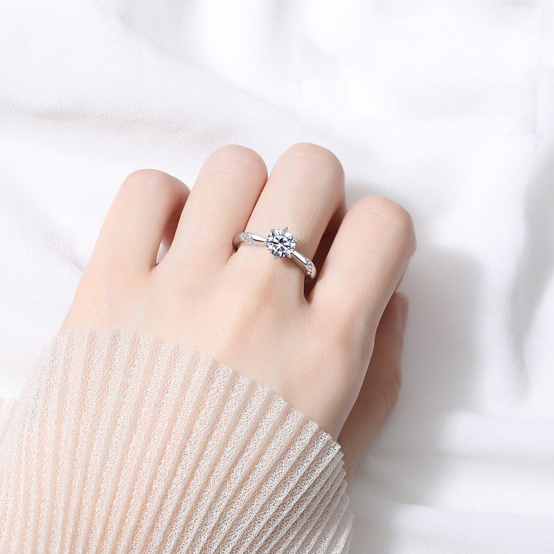 Sterling silver gold-plated moissanite ring Aura Rene